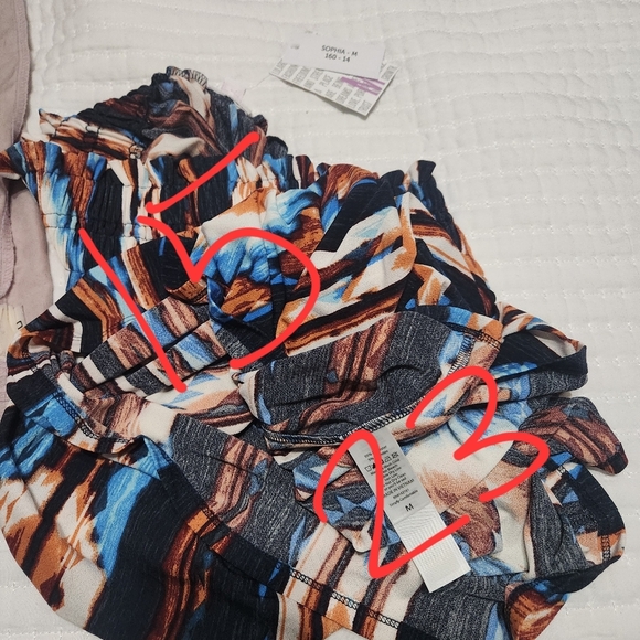 NWT LuLaRoe Sophia Ruffle Smock Skirt Blue Orange Southwest Design Size M - Picture 7 of 7